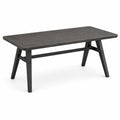 Table rectangulaire 150 × 80 × 75 cm avec plateau effet pierre gris foncé et structure en métal noir
