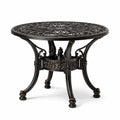 Table de jardin ronde en aluminium noir et bronze, Ø 90 × H 73 cm, plateau ajouré