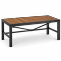 Table de jardin rectangulaire en bois brun et acier noir, 150 × 90 × 75 cm, style industriel