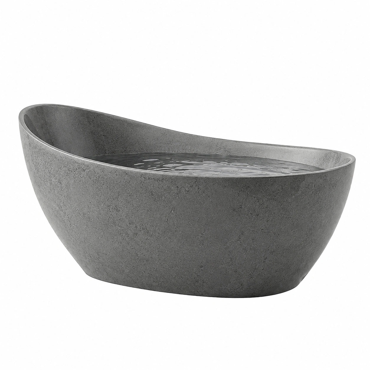 Baignoire îlot ovale gris anthracite effet pierre, 170 × 80 × 72 cm