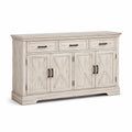 Buffet blanc cassé patiné et noir avec 3 tiroirs et 4 portes, 180 x 45 x 95 cm
