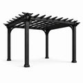 Pergola en bois noir à toit ajouré, 366 × 305 × 244 cm, style traditionnel